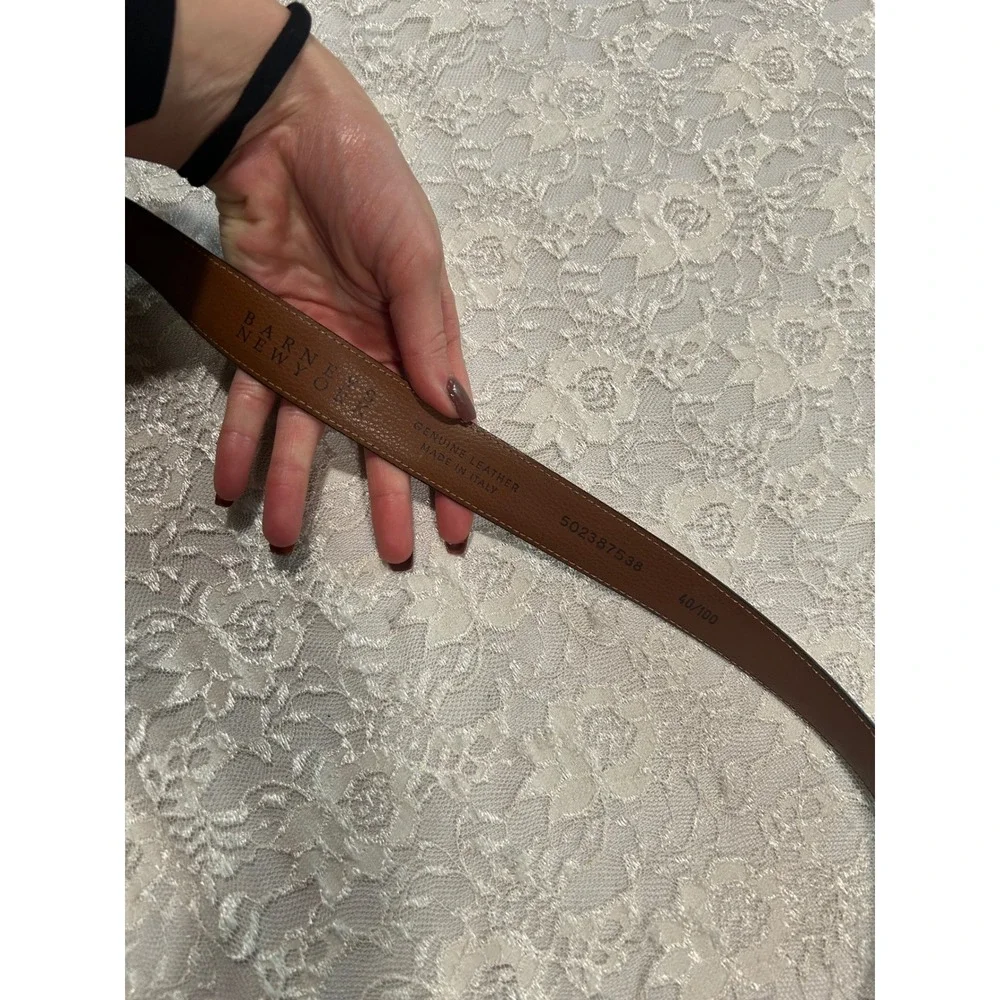 Mens Barneys New York Orange Brown Leather Belt Dress Belt Bundle Size 40 Causal